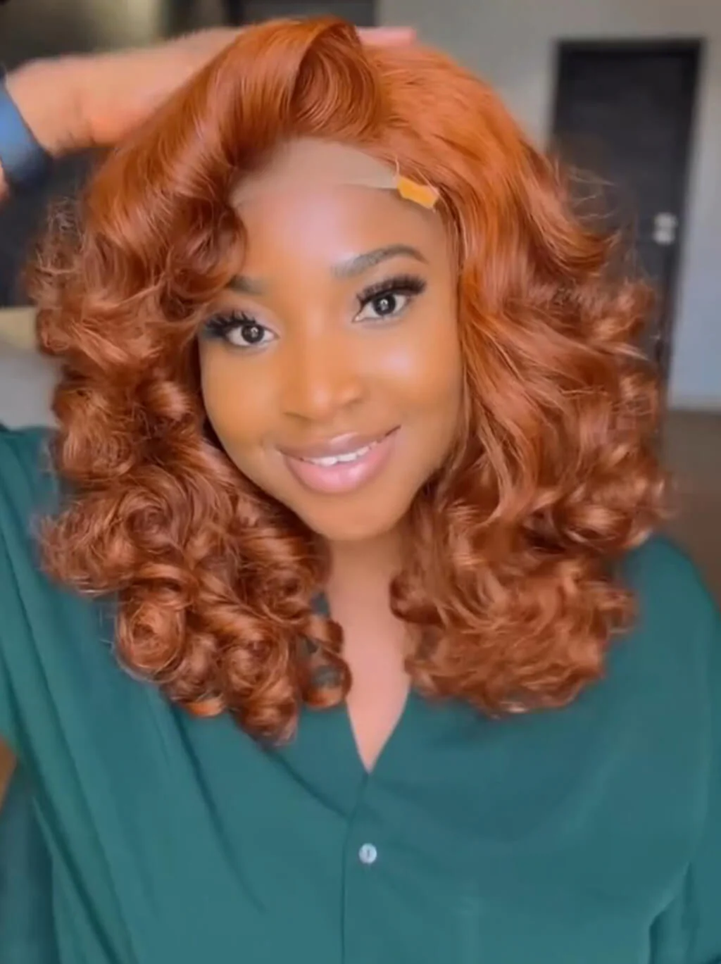 Dorsanee Ginger Orange Mature Short Bob Loose Body Wave Human Hair Wigs - Image 2