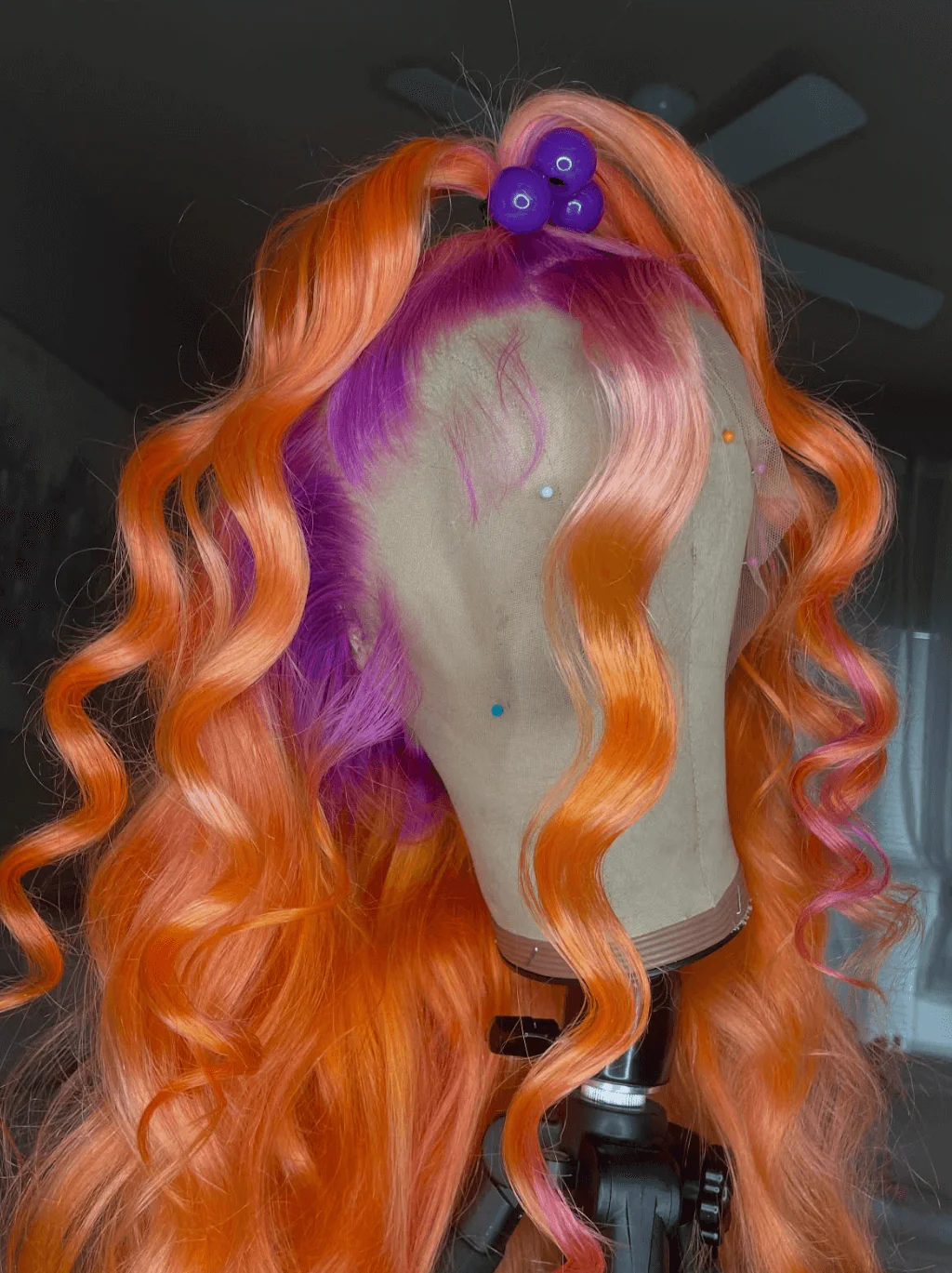 Dorsanee Ginger Orange Purple Roots Color 13x4 Lace Front Virgin Human Hair Wig - Image 4