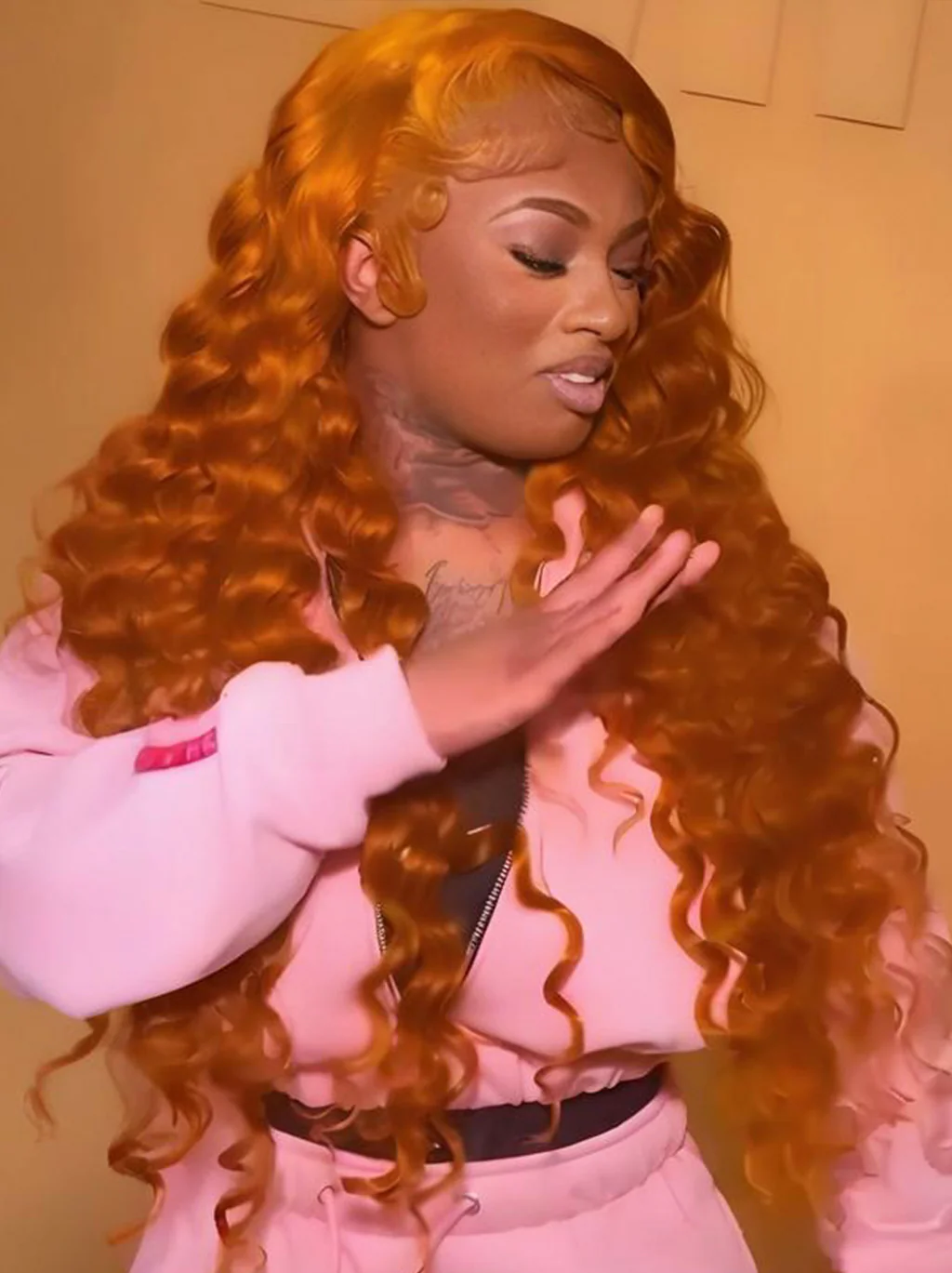 Dorsanee Ginger Reddish Brown Wand Curls 13x4 Lace Front Virgin Human Hair Wig - Image 2