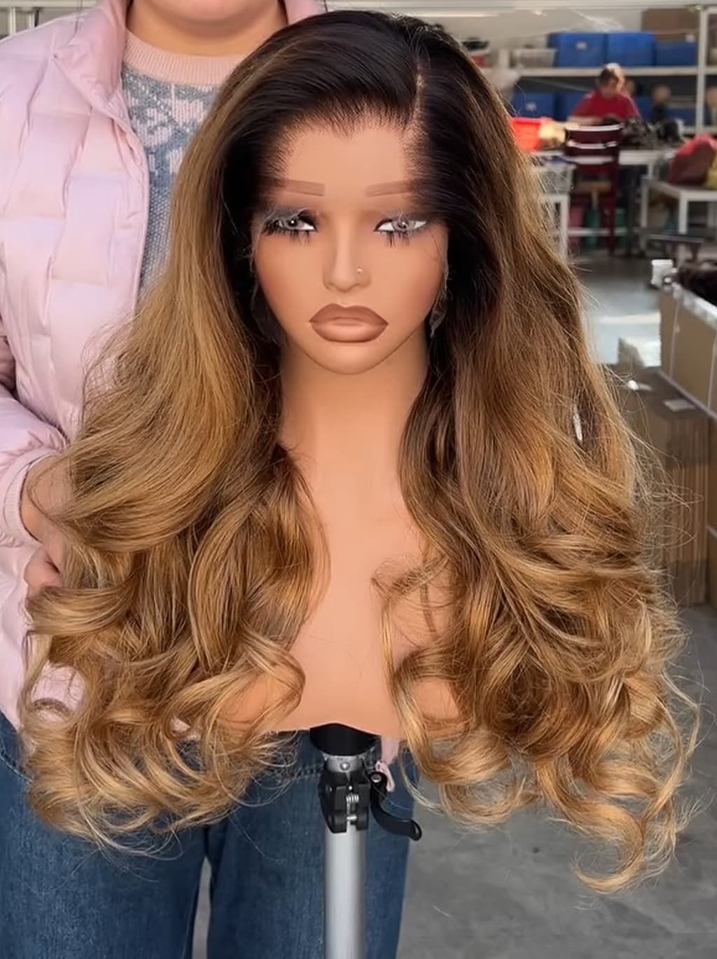 Dorsanee Golden Honey Caramel Brown with Dark Roots 13X4 Lace Front Human Hair Wigs 250 300 Density - Image 3