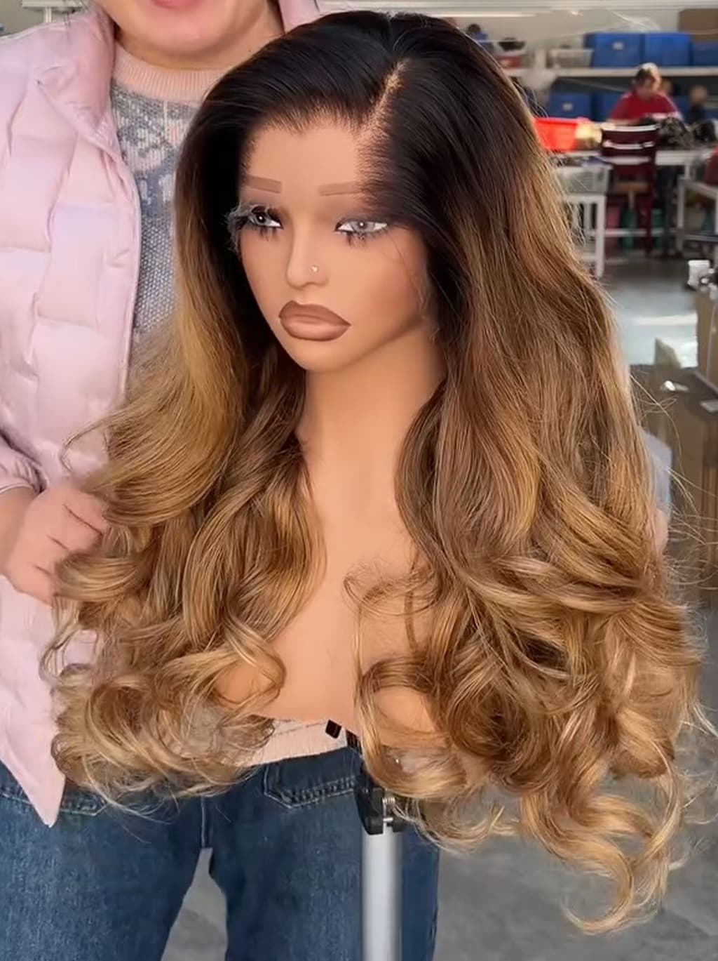 Dorsanee Golden Honey Caramel Brown with Dark Roots 13X4 Lace Front Human Hair Wigs 250 300 Density - Image 4