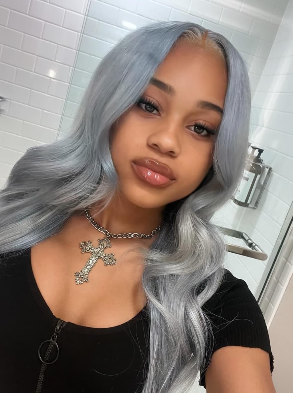 Dorsanee Grayish Blue 13x4 Lace Front Virgin Human Hair Wigs 200 Density - Image 4