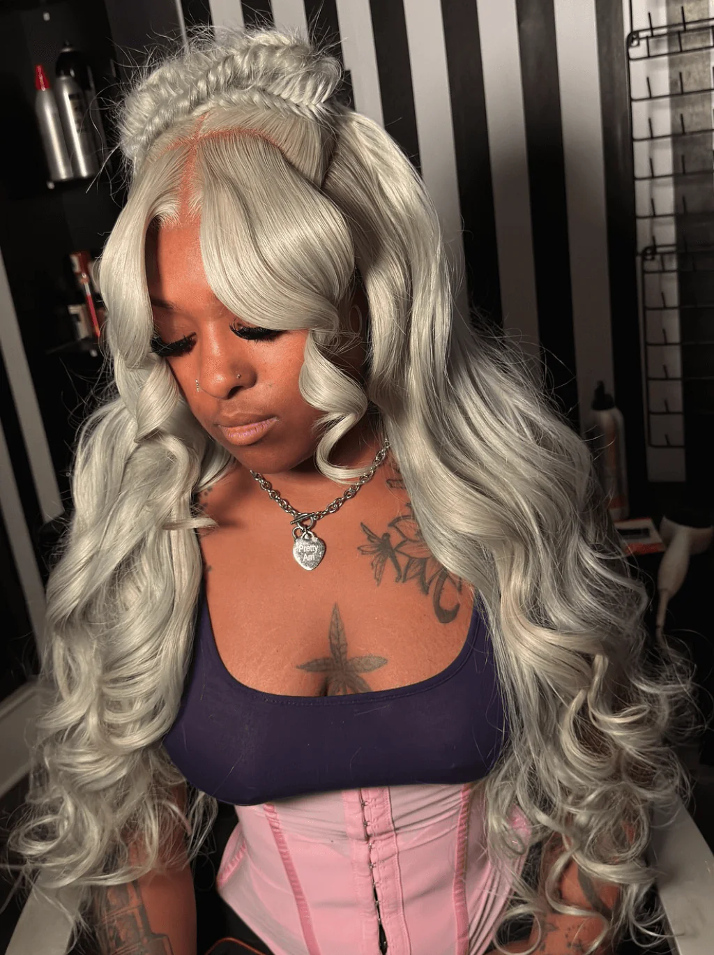 Dorsanee Grey Color 200 Density 13x4 HD Lace Front Body Wave Hair Wigs - Image 2
