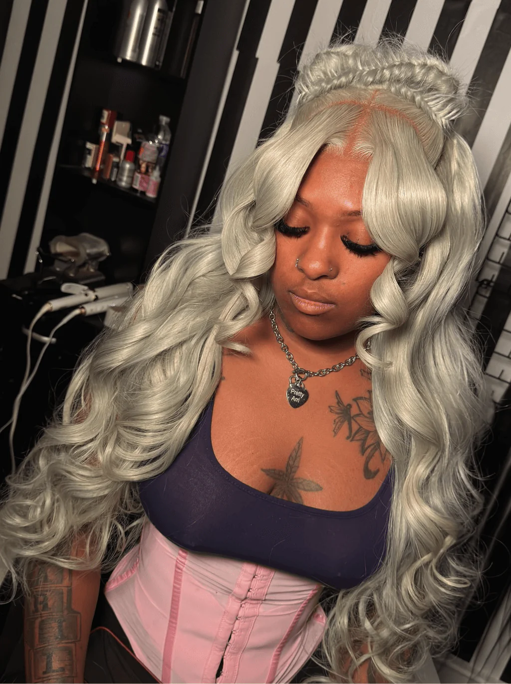Dorsanee Grey Color 200 Density 13x4 HD Lace Front Body Wave Hair Wigs - Image 4