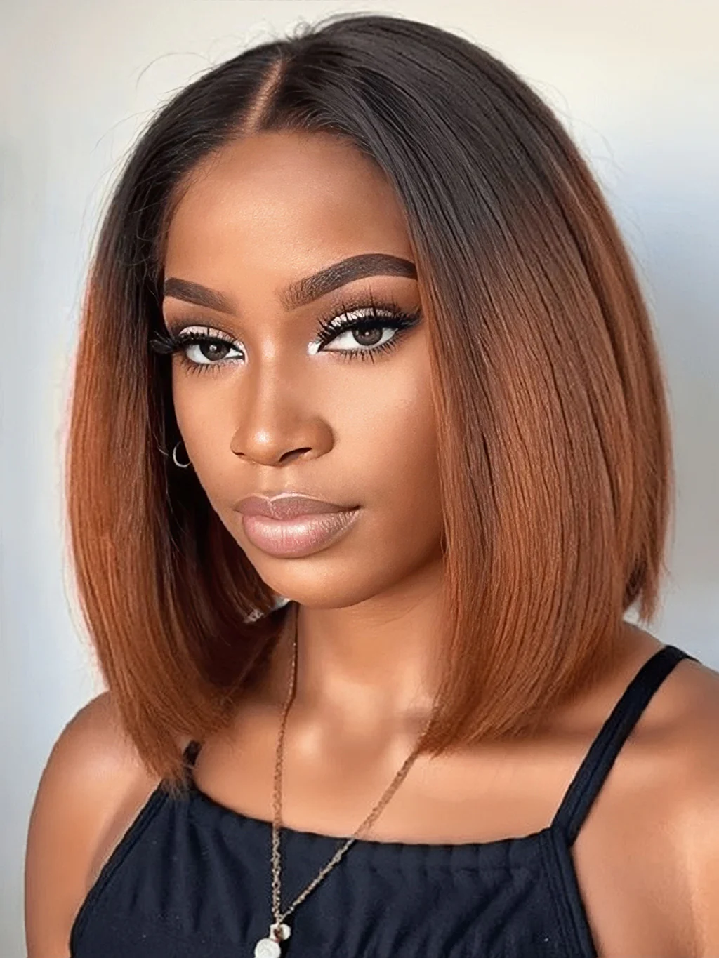 Dorsanee Ombre 1B/30 Natural Black Dark Brown Wig 4x4 13x4 Lace Front Human Hair Wigs Short Bob Wig - Image 3