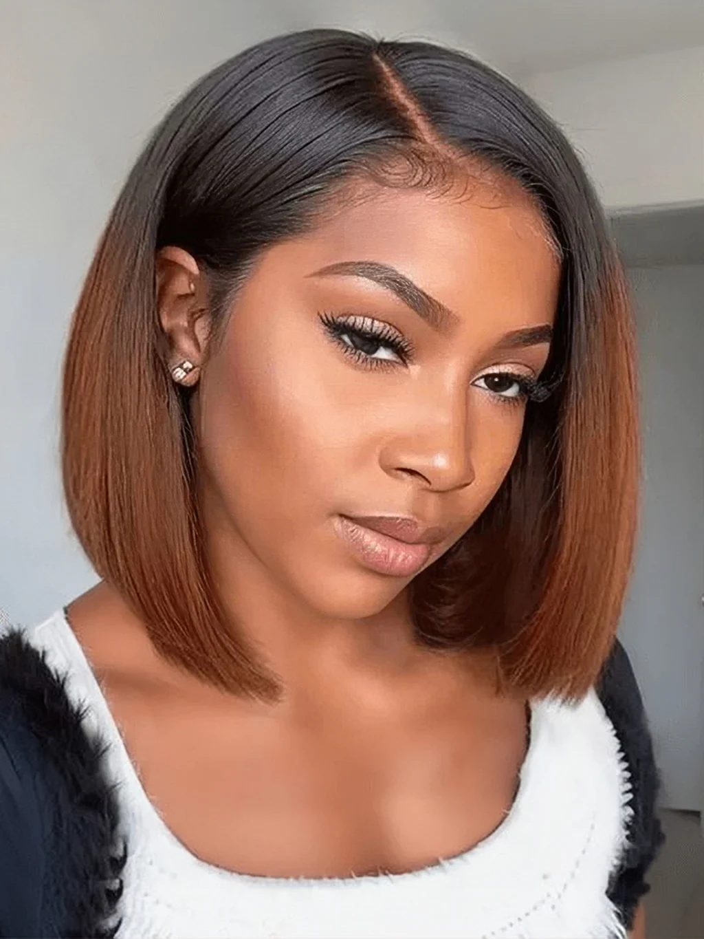 Dorsanee Ombre 1B/30 Natural Black Dark Brown Wig 4x4 13x4 Lace Front Human Hair Wigs Short Bob Wig - Image 5