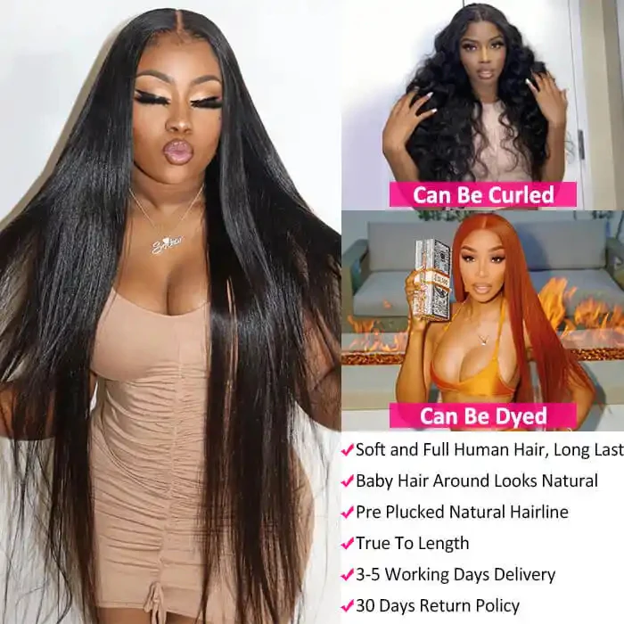Dorsanee 13x4 HD Lace Front 180% Density Bone Straight Human Hair Wigs - Image 7