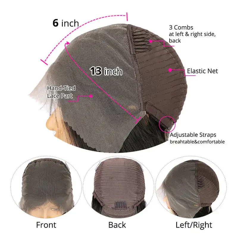 Dorsanee 250 Density 13x6 Kinky Straight Transparent Lace Front Wig 100% Virgin Human Hair Wig - Image 11