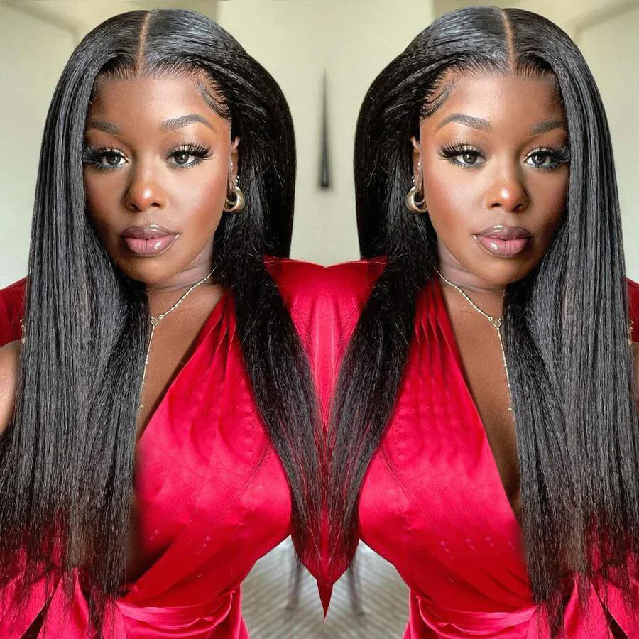 Dorsanee 250 Density 13x6 Kinky Straight Transparent Lace Front Wig 100% Virgin Human Hair Wig - Image 4