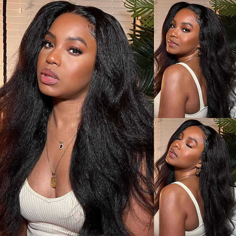 Dorsanee 250 Density 13x6 Kinky Straight Transparent Lace Front Wig 100% Virgin Human Hair Wig - Image 5