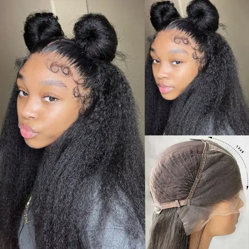 Dorsanee 250 Density 13x6 Kinky Straight Transparent Lace Front Wig 100% Virgin Human Hair Wig - Image 6