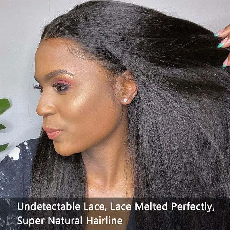 Dorsanee 250 Density 13x6 Kinky Straight Transparent Lace Front Wig 100% Virgin Human Hair Wig - Image 7