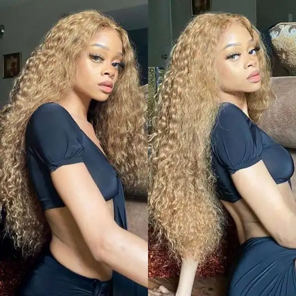 Dorsanee 250 Density Honey Blonde #27 Jerry Curly Hair 13x4 Lace Front Virgin Human Hair Wig - Image 4