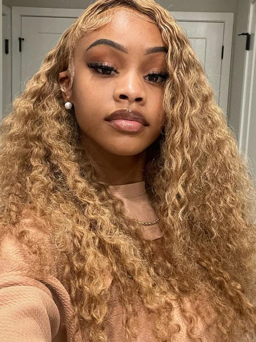 Dorsanee 250 Density Honey Blonde #27 Water Wave 13x4 Lace Front Virgin Human Hair Wig