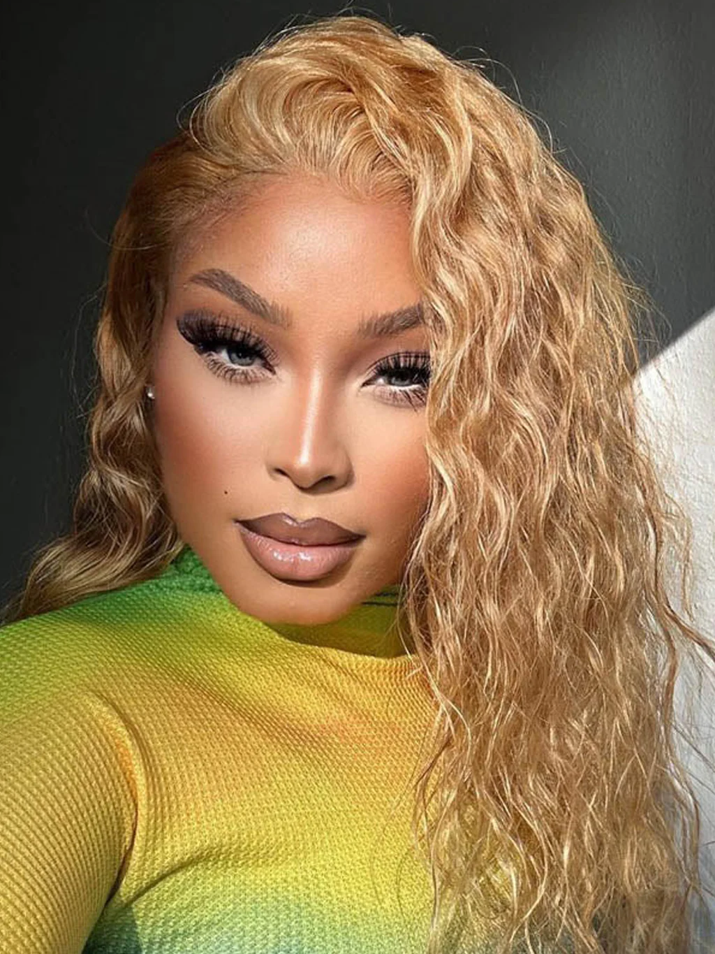 Dorsanee 250 Density Honey Blonde #27 Water Wave 13x4 Lace Front Virgin Human Hair Wig - Image 4
