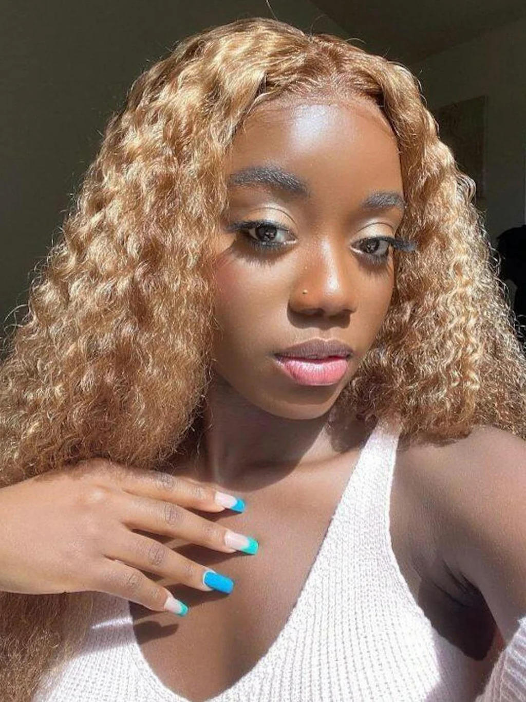 Dorsanee 250 Density Honey Blonde #27 Water Wave 13x4 Lace Front Virgin Human Hair Wig - Image 5