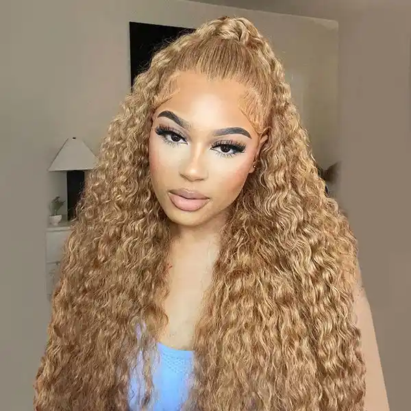 Dorsanee 250 Density Honey Blonde #27 Water Wave 13x4 Lace Front Virgin Human Hair Wig - Image 7