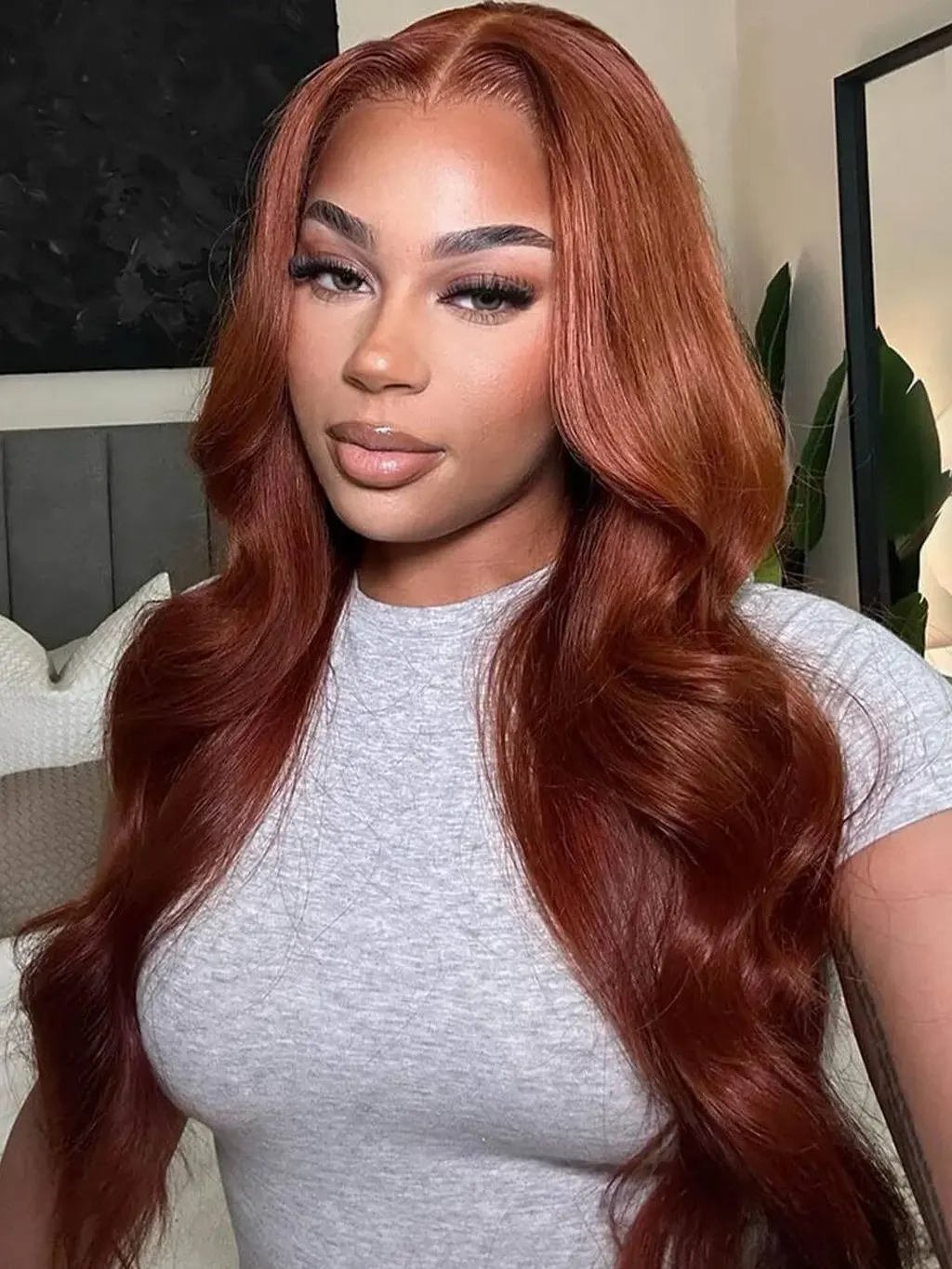 Dorsanee Reddish Brown 6x4 Pre Cut Ready to Wear Go Glueless Body Wave Human Hair Wigs - Image 3