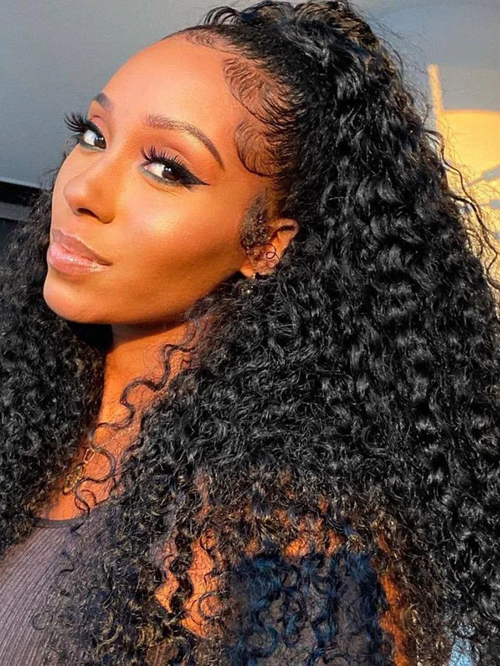 Dorsanee 360 Lace Front Jerry Curly Hair Wigs Pre Plucked With Baby Hair Natural Black Color Wigs - Image 6