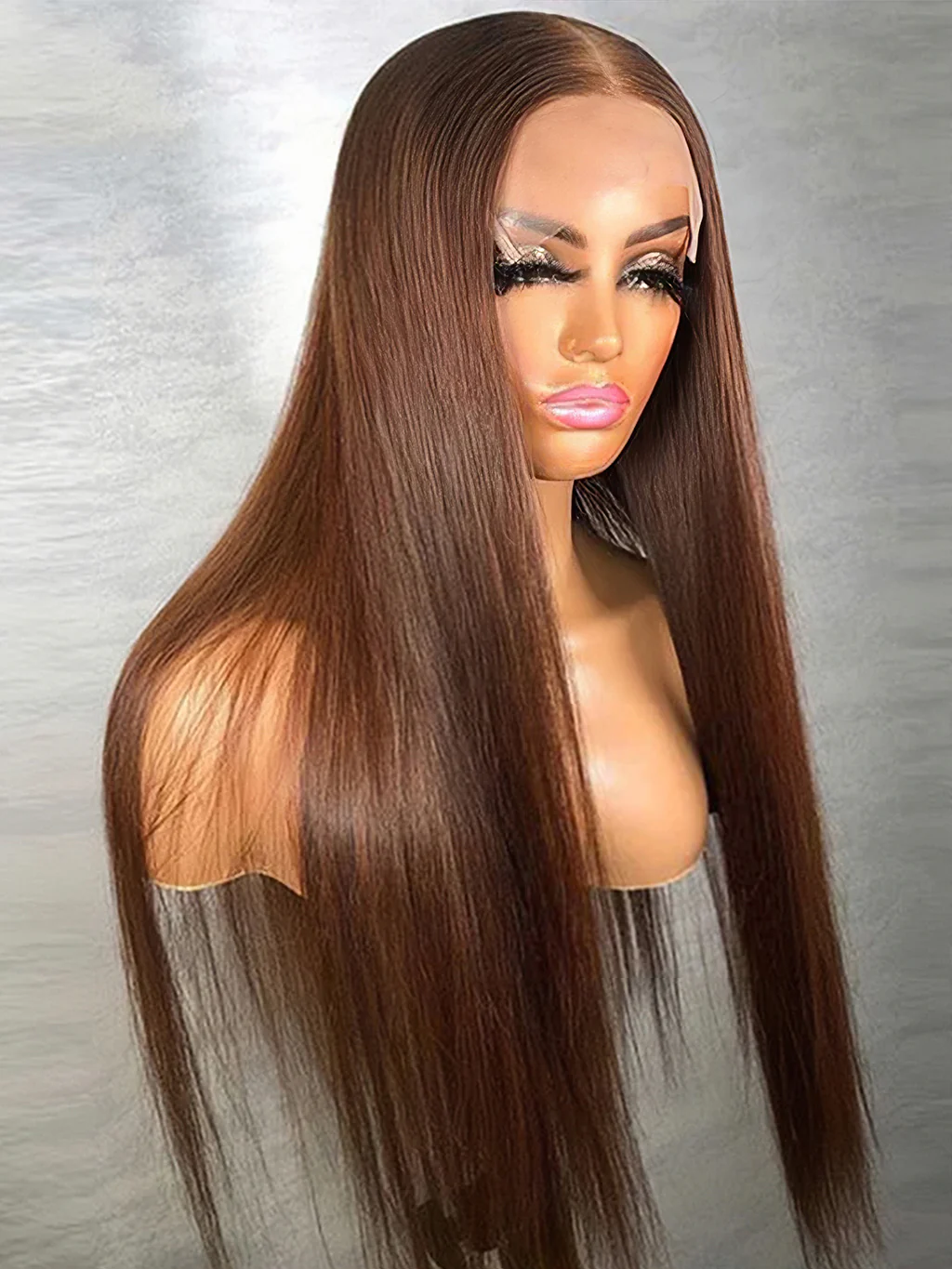 Dorsanee #4 Chocolate Brown Straight Wigs 5x5 13x4 Lace Frontal Human Hair Wigs - Image 3