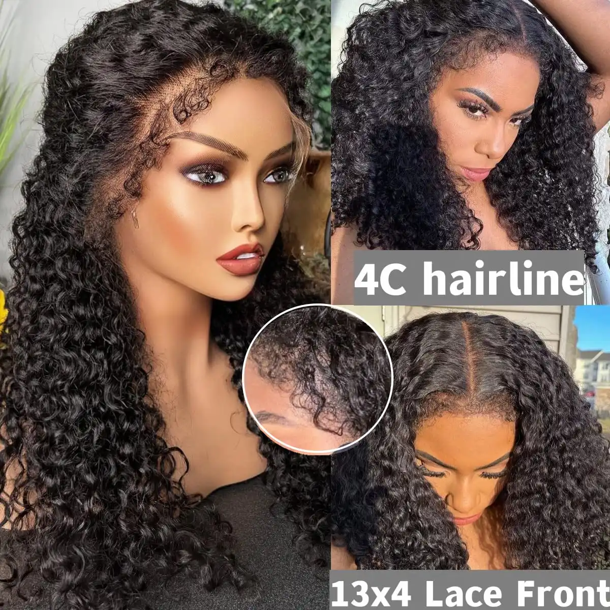 Dorsanee 4C Kinky Edge Wig Realistic Hairline Jerry Curly 13x4 Lace Front Wig - Image 6