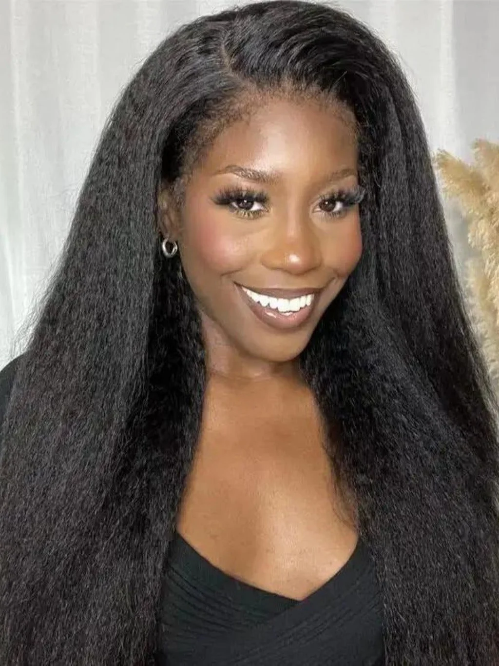 Dorsanee 4C Edge Kinky Straight Lace Wig 13X4 Lace Front Yaki Straight Wigs With Baby Hair Human Hair Wigs - Image 6