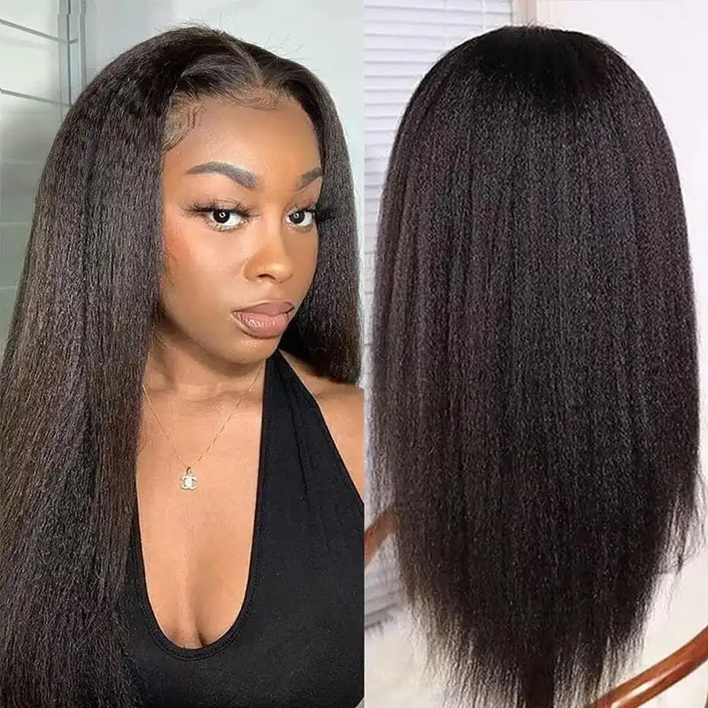 Dorsanee 250 Density 5x5 Pre Plucked HD Lace Closure Wigs Human Hair Kinky Straight Glueless Lace Wigs Realistic Look Natural Black Color - Image 3