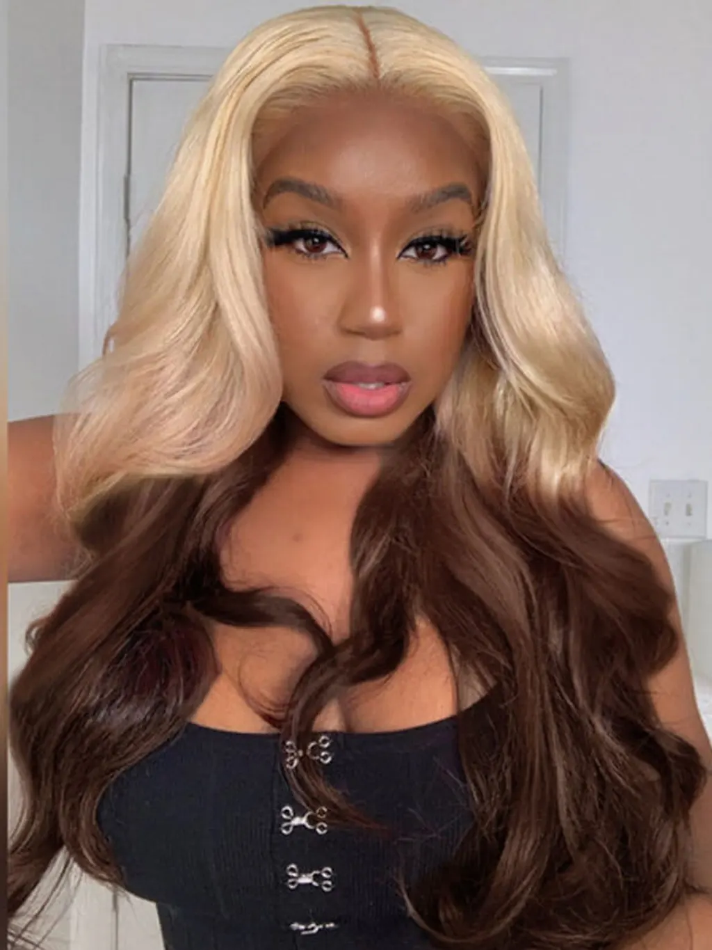Dorsanee #613 Blonde Brown Ombre Body Wave 13x4 Lace Frontal Human Hair Wigs - Image 4