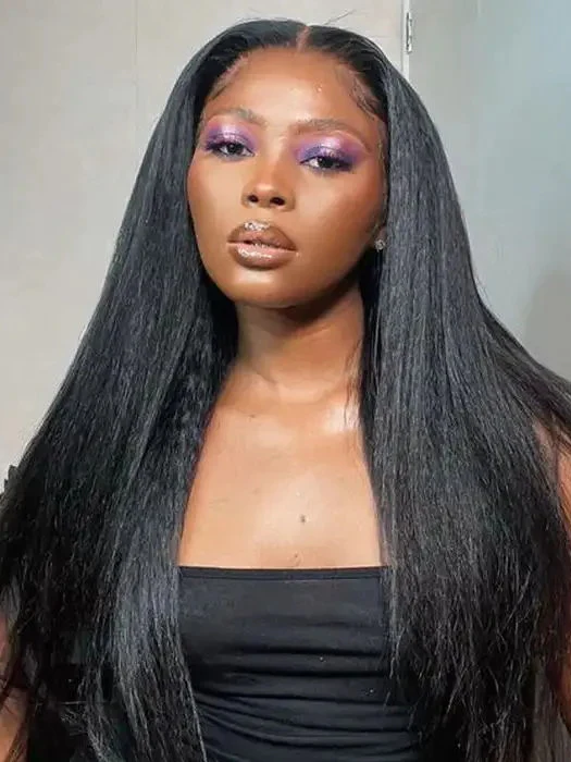Dorsanee 250 Density Kinky Straight Hair Wig 6x6 HD Lace Closure Glueless Yaki Human Hair Wigs - Image 3