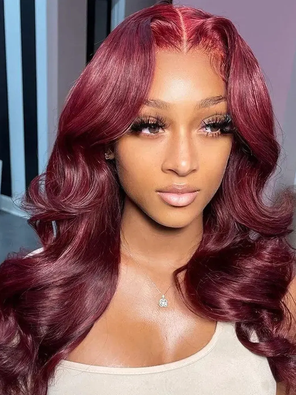 Dorsanee 99J Body Wave 13x4 Undetectable Lace Front Wig 180% Density - Image 2
