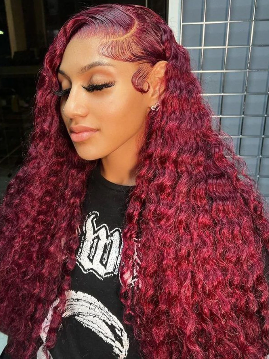 Dorsanee 250 Density 99J Burgundy Deep Wave 13x4/5x5 Lace Front Wig with Baby Hair For Woman Human Hair Wigs - Image 4
