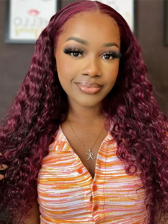 Dorsanee 250 Density 99J Burgundy Deep Wave 13x4/5x5 Lace Front Wig with Baby Hair For Woman Human Hair Wigs - Image 6