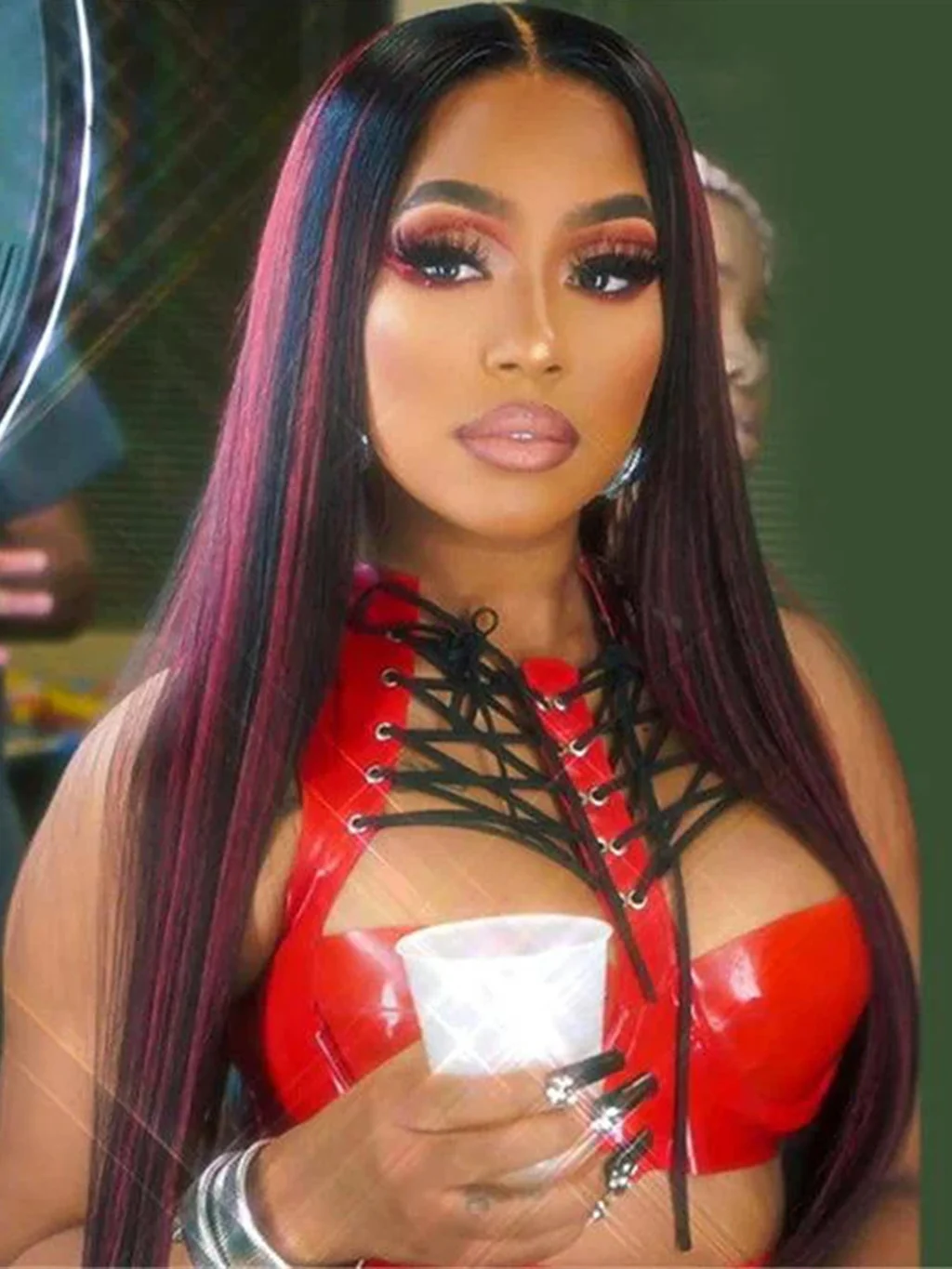 Dorsanee 99J Burgundy Red Highlight 13×4 HD Lace Front Straight Human Hair Wigs - Image 6