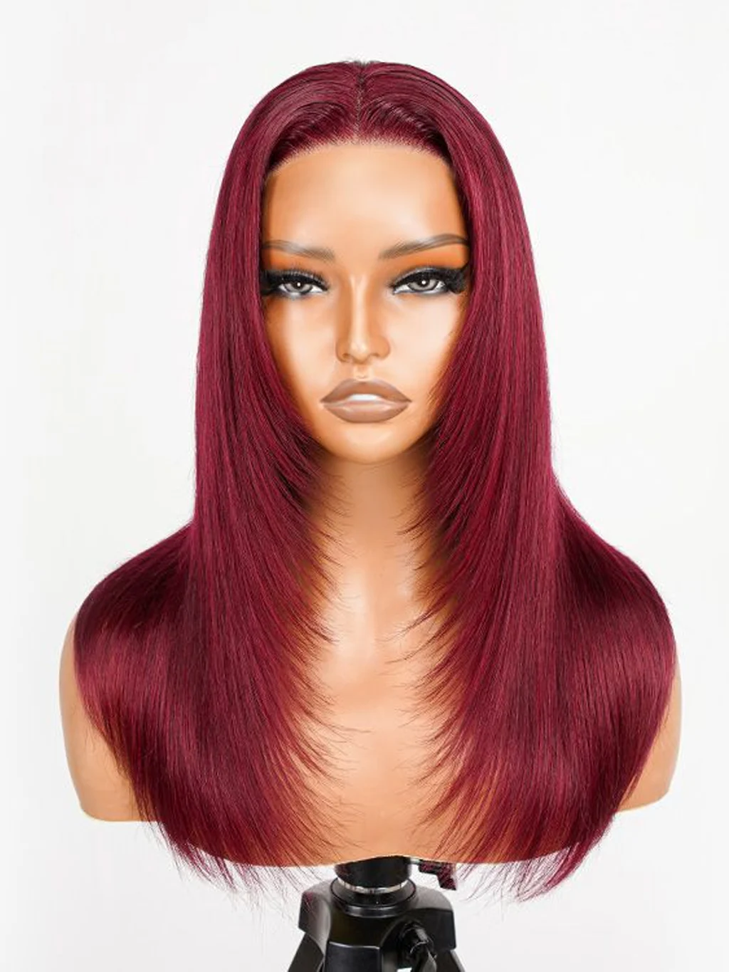 Dorsanee 99J Red Layered 13x4 Lace Frontal Straight Human Hair Wigs - Image 5