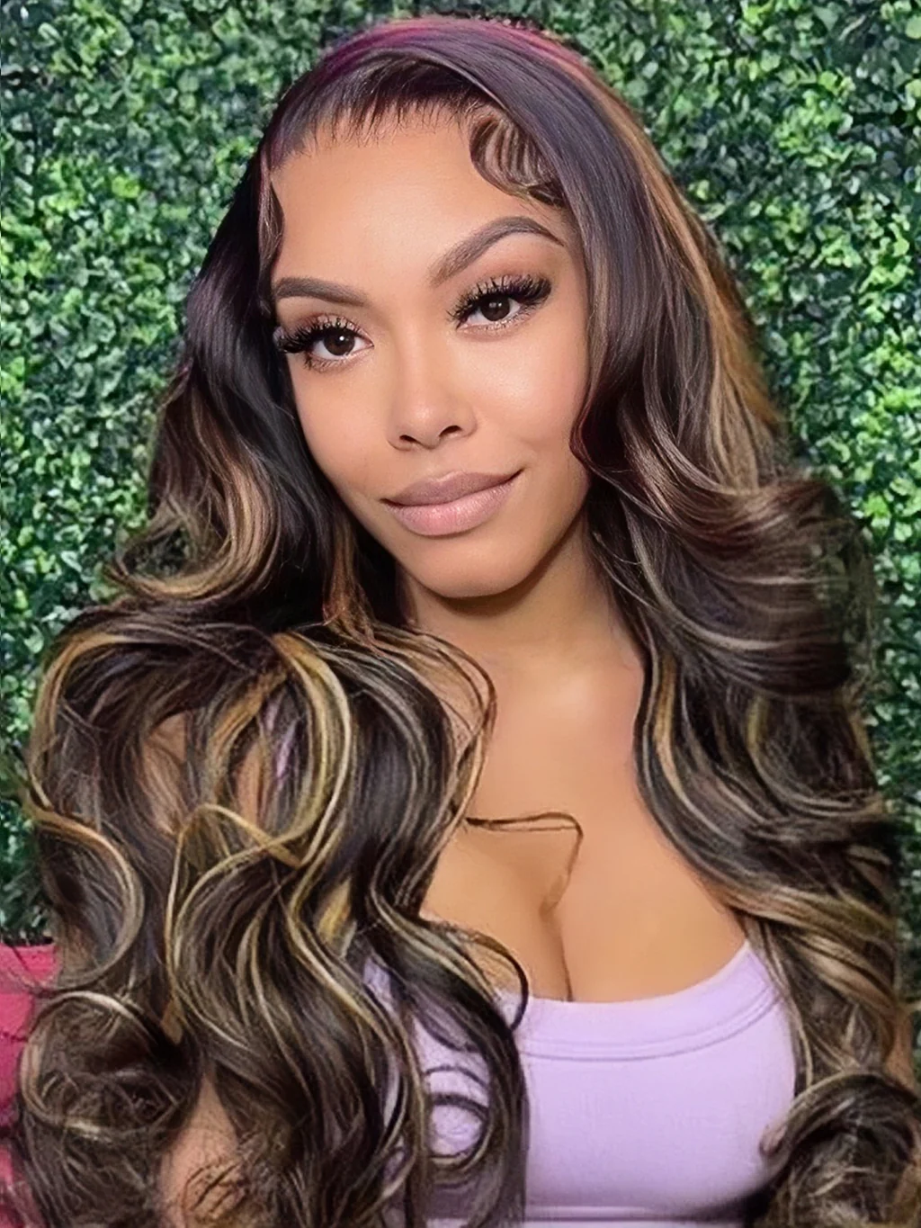 Dorsanee Balayage Brown Highlight Colored  Body Wave Wig 13x4 Lace Front Human Hair Wigs - Image 5