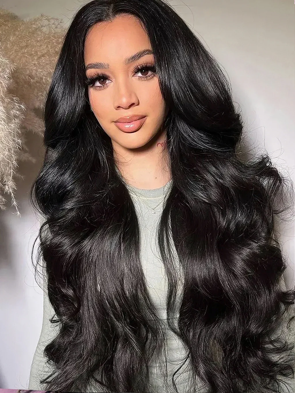 Dorsanee Body Wave 4x4 Lace Closure Human Hair Wigs Natural Black Color 250% Density - Image 3