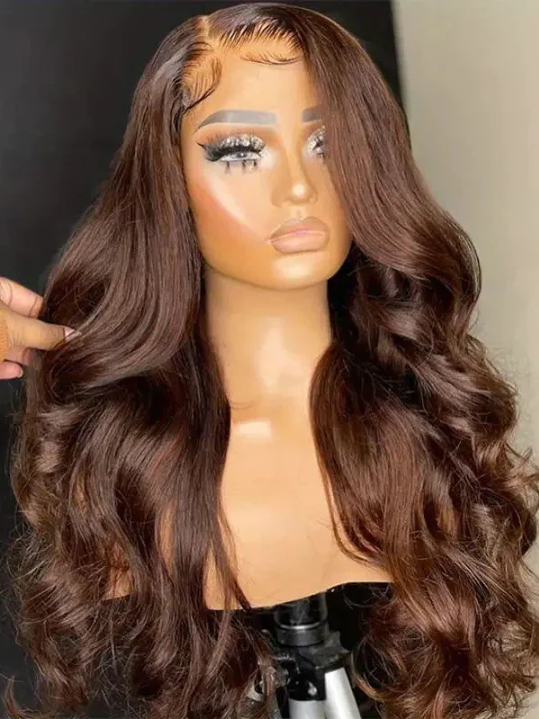 Dorsanee Chocolate Brown 13x4 Body Wave HD Lace Front Human Hair Wigs - Image 3
