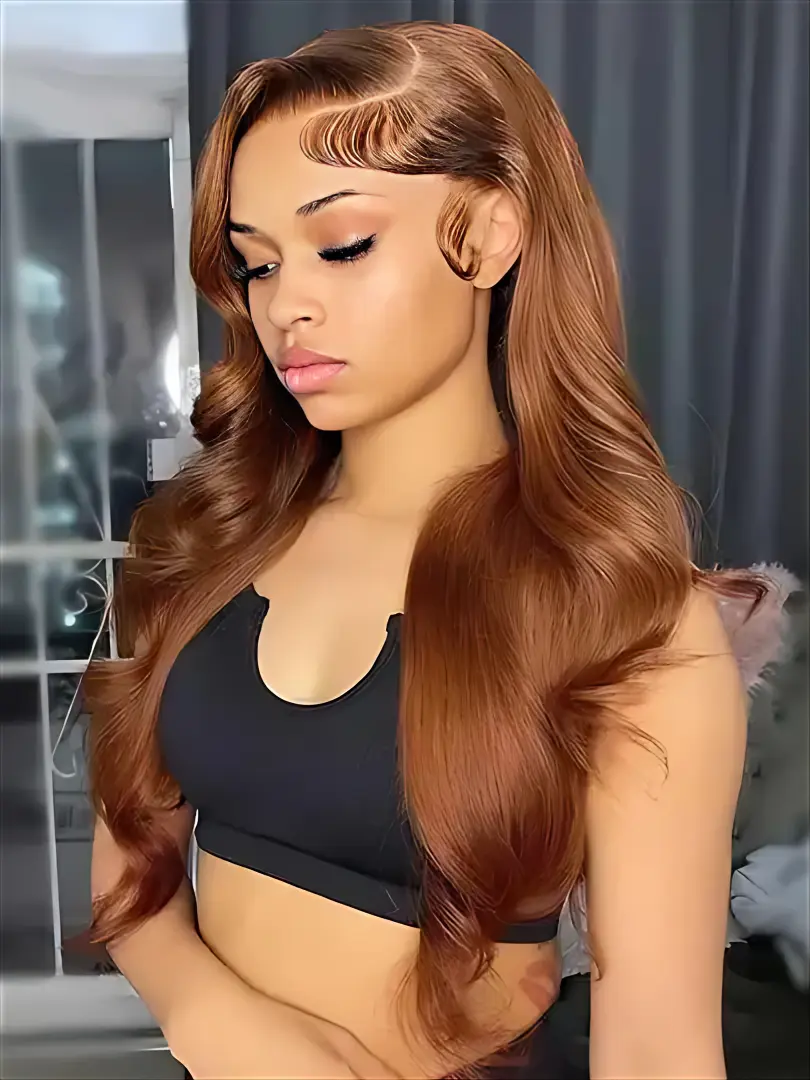 Dorsanee Cinnamon Chocolate Brown Colored Hair 13x4/5x5 HD Lace Front Body Wave Human Hair Wigs - Image 5