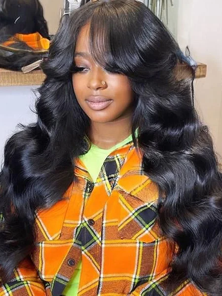 Dorsanee Curtain Bangs Wig 13x4/13x6 HD Lace Front Body Wave Human Hair Wigs - Image 3