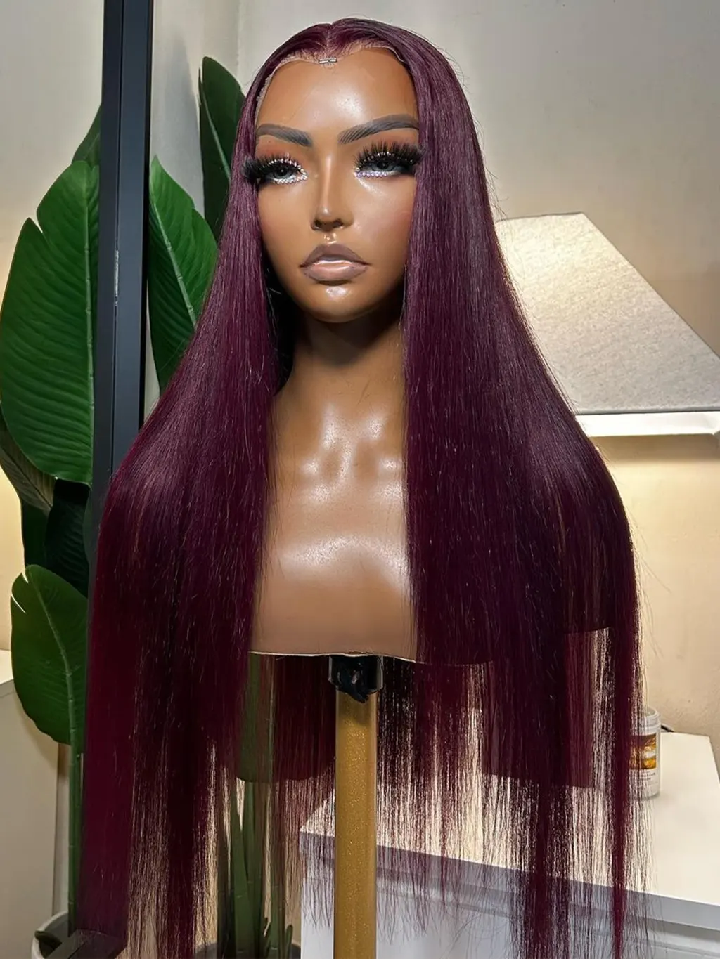 Dorsanee Dark Purple 200 Density 13x4 Transparent Lace Frontal Bone Straight Human Hair Wigs - Image 4