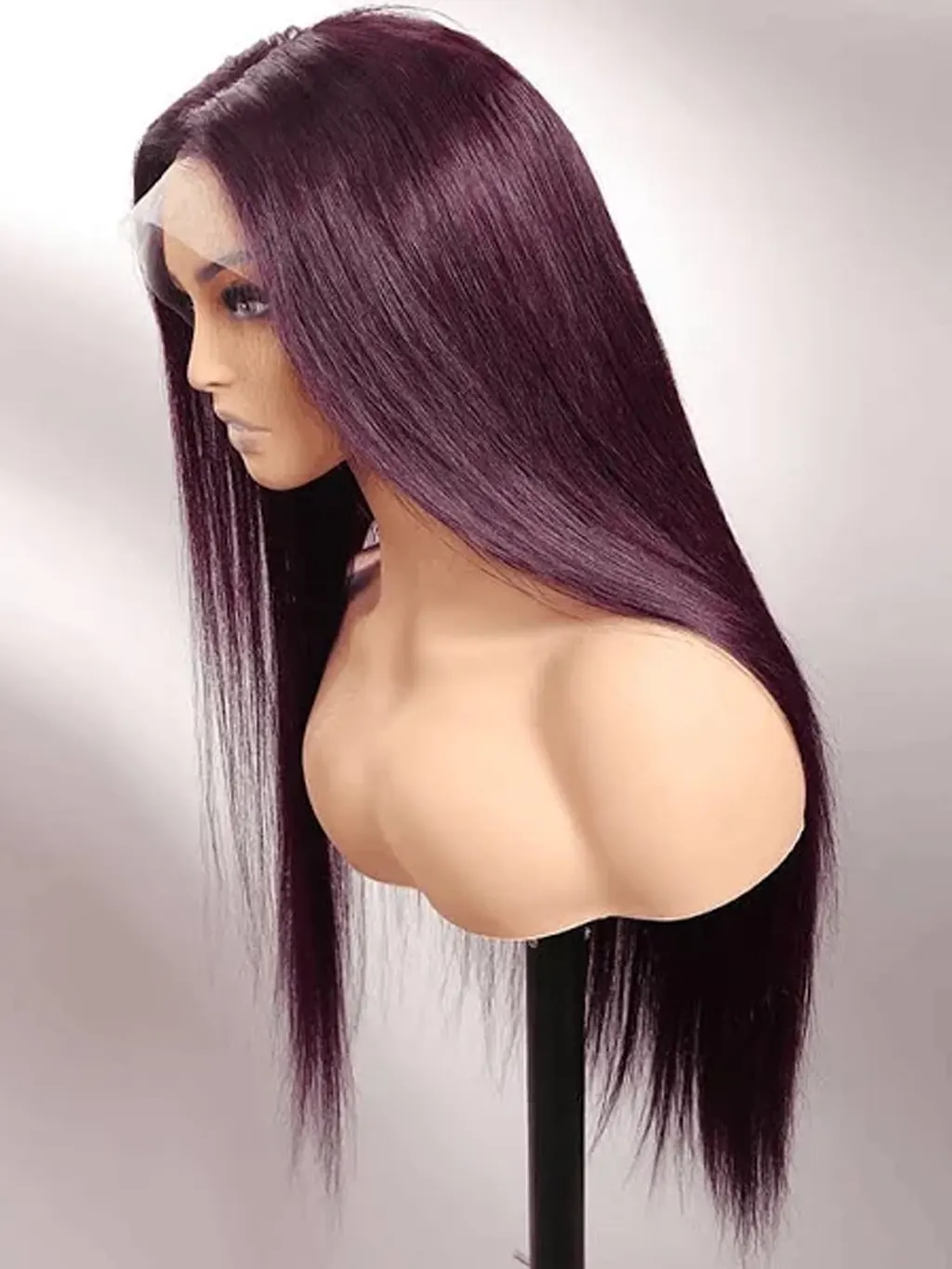 Dorsanee Dark Purple 200 Density 13x4 Transparent Lace Frontal Bone Straight Human Hair Wigs - Image 5