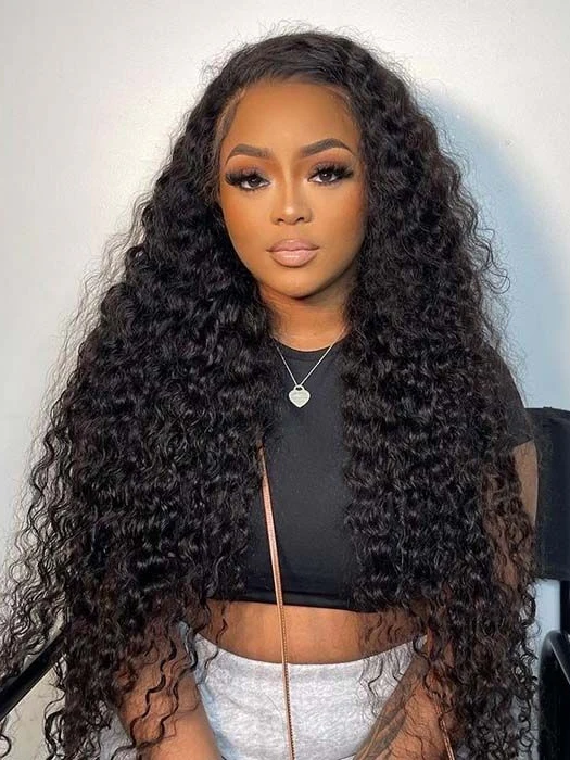 Dorsanee 250 Density 360 HD Full Lace Frontal Deep Wave Curly Human Hair Wigs - Image 3