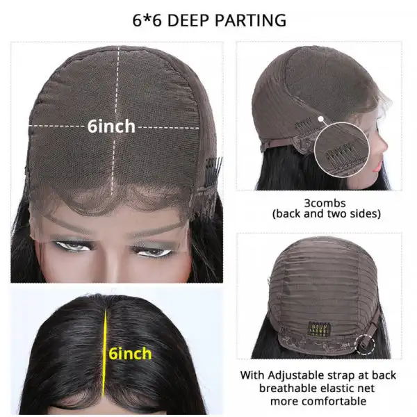 Dorsanee 250 Density Pre-plucked 6*6 Lace Closure Deep Wave Curly Human Hair Wig - Image 9