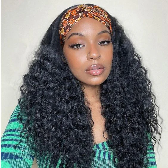 Dorsanee Headband Deep Wave Curly Glueless Virgin Human Hair Wig - Image 3