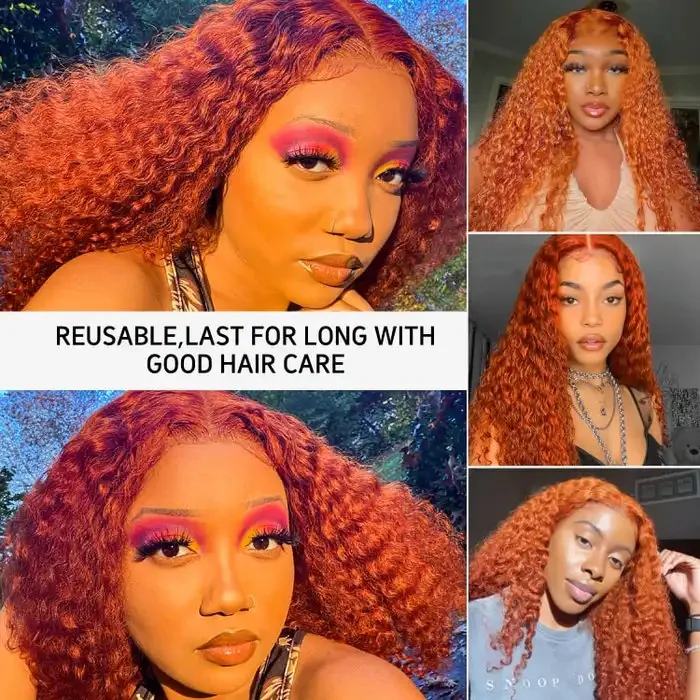 Dorsanee 250 Density Ginger Wet and Wavy Water Wave 13x4 Lace Front Human Hair Wig - Image 8