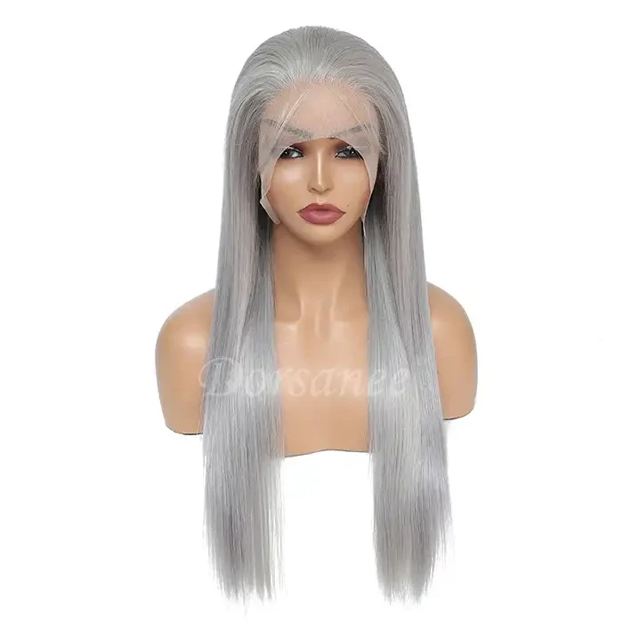 Dorsanee Grey Colored 200 Density 13x4 HD Lace Front Straight Human Hair Wig - Image 6