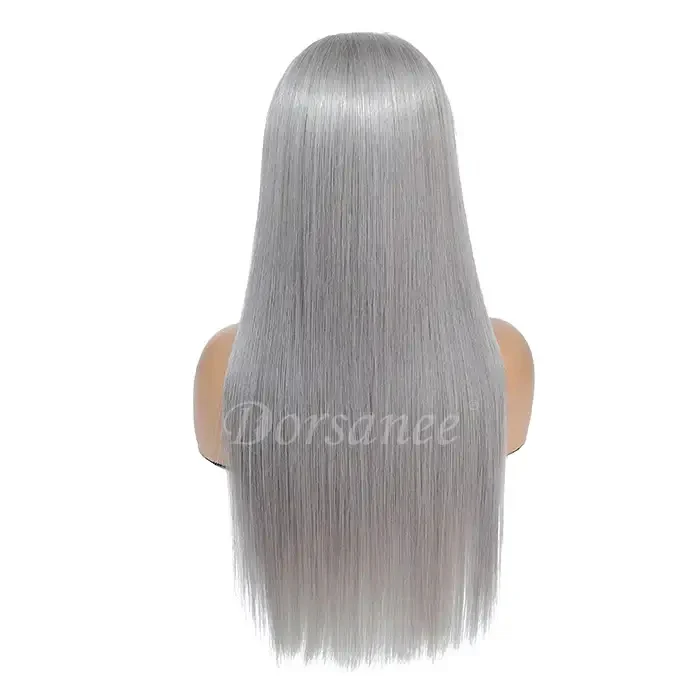 Dorsanee Grey Colored 200 Density 13x4 HD Lace Front Straight Human Hair Wig - Image 7