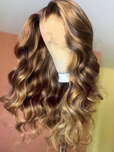 Dorsanee P4/27 Honey Blonde Brown Highlight Streaks 13×4/6×4 HD Lace Front Body Wave Human Hair Wigs - Image 4