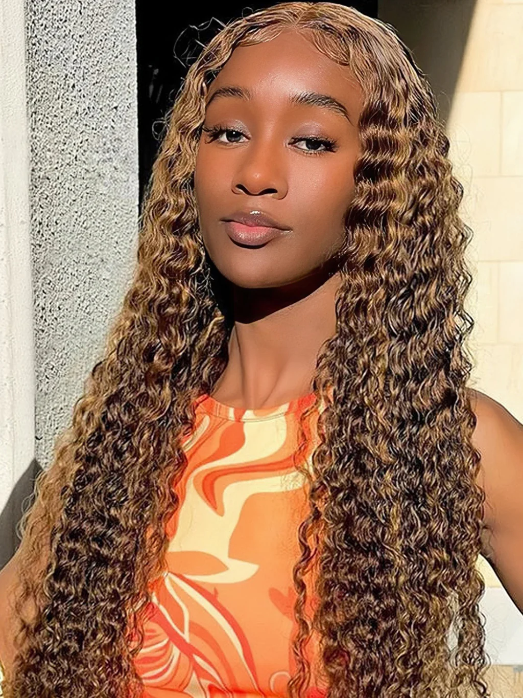Dorsanee P4/27 Honey Blonde Brown Highlight 5x5/13x4 Lace Front Deep Wave Human Hair Wigs - Image 3