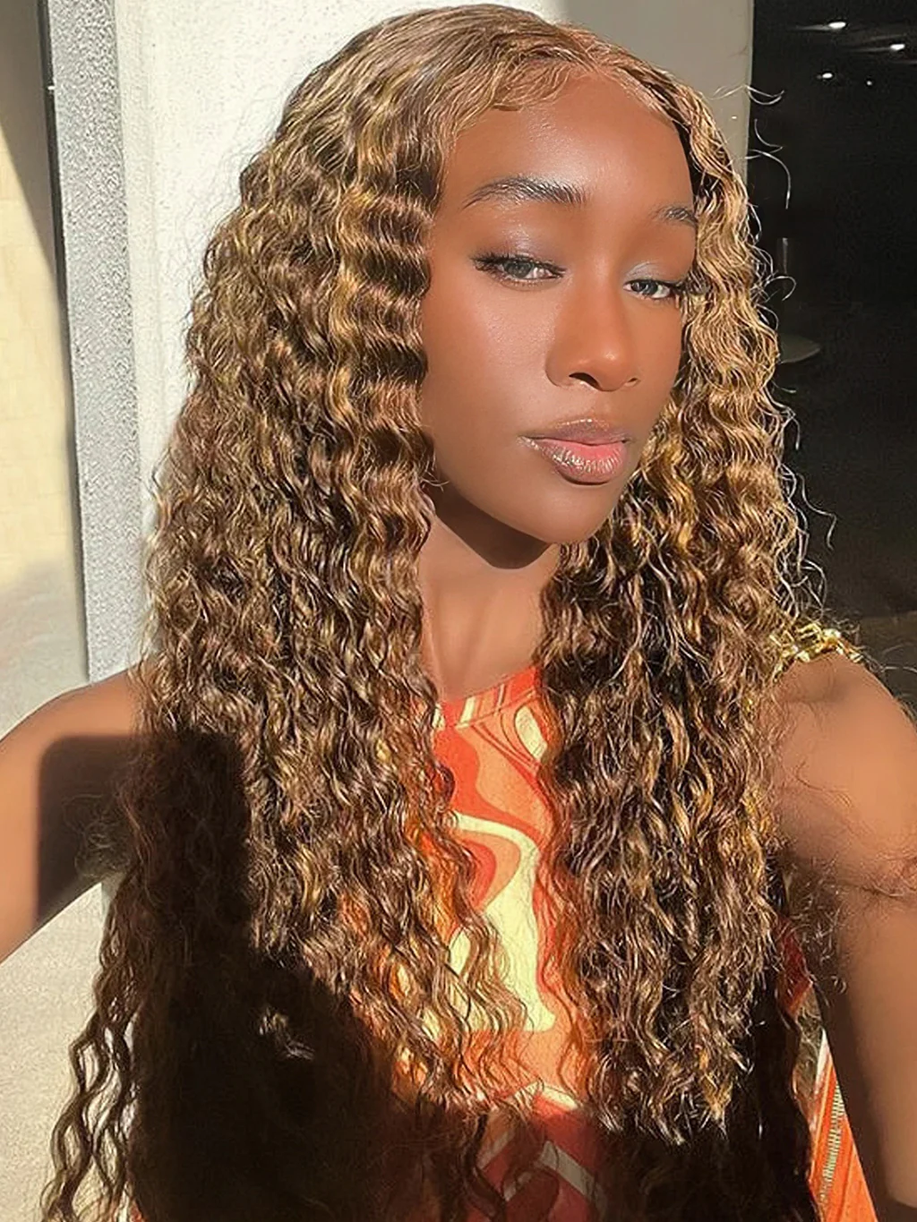 Dorsanee P4/27 Honey Blonde Brown Highlight 5x5/13x4 Lace Front Deep Wave Human Hair Wigs - Image 4